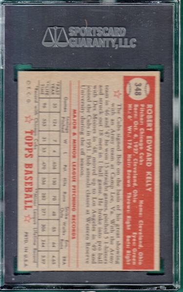 1952 Topps #348 Bob Kelly SGC Authentic *Hi #* 