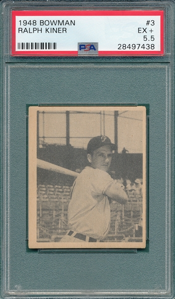 1948 Bowman #3 Ralph Kiner PSA 5.5 *Rookie*