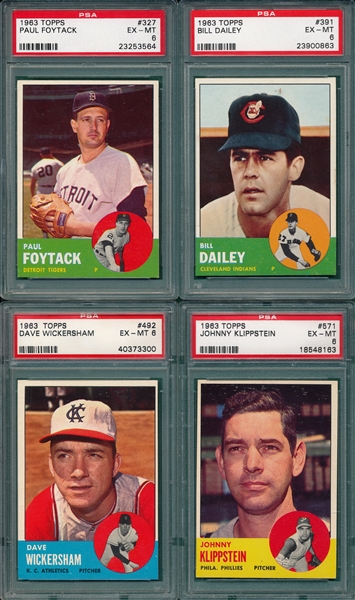 1963 Topps Lot of (5) W/ Adcock PSA 8