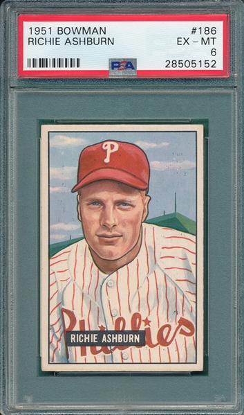 1951 Bowman #186 Richie Ashburn PSA 6