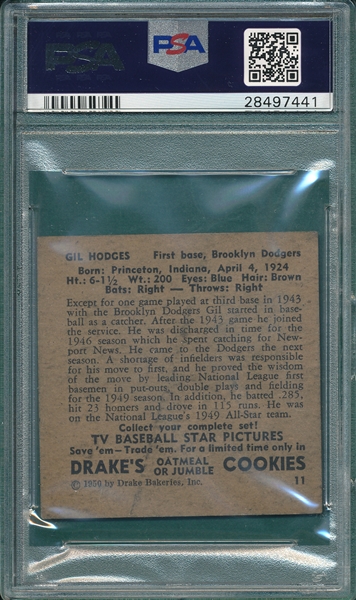 1950 Drake's #11 Gil Hodges PSA 2.5