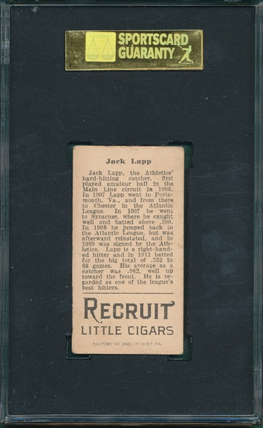 1912 T207 Lapp Recruit Little Cigars SGC 40