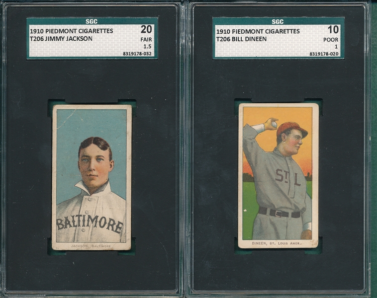 1909-1911 T206 Dineen & Jackson, Lot of (2) SGC