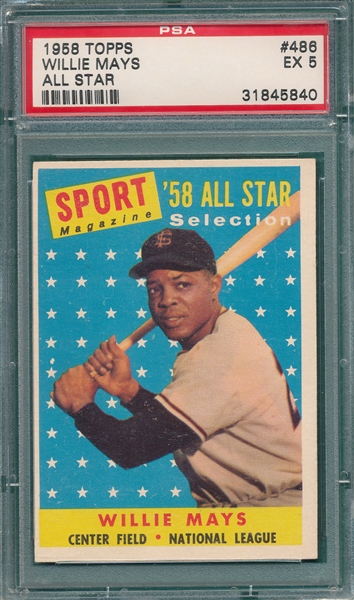 1958 Topps #486 Willie Mays AS PSA 5