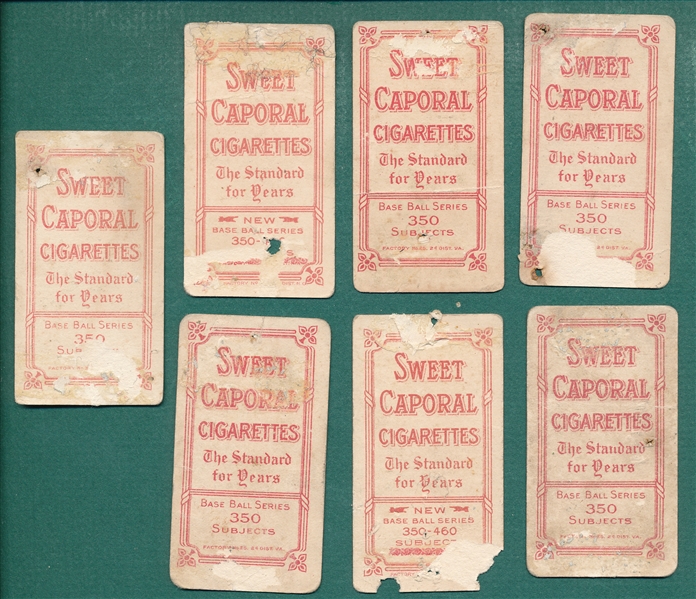 1909-1911 T206 Lot of (7) Sweet Caporal Cigarettes W/ Donovan, Pitching