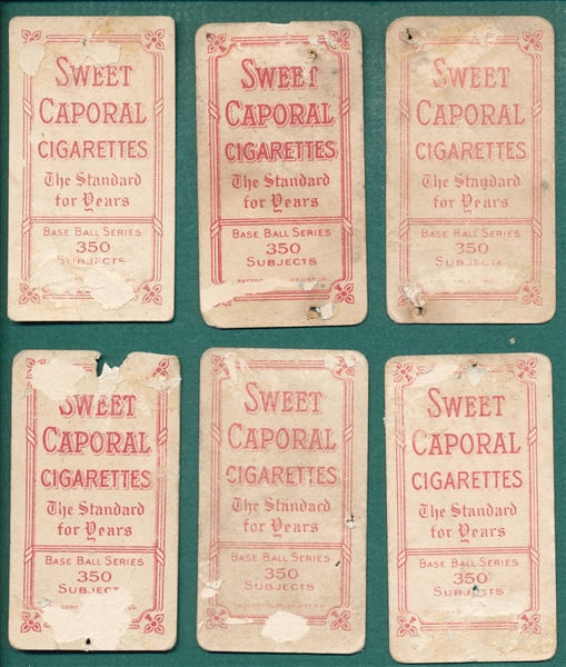 1909-1911 T206 Sweet Caporal Cigarettes, Lot of (6) W/ Crawford, Throwing 