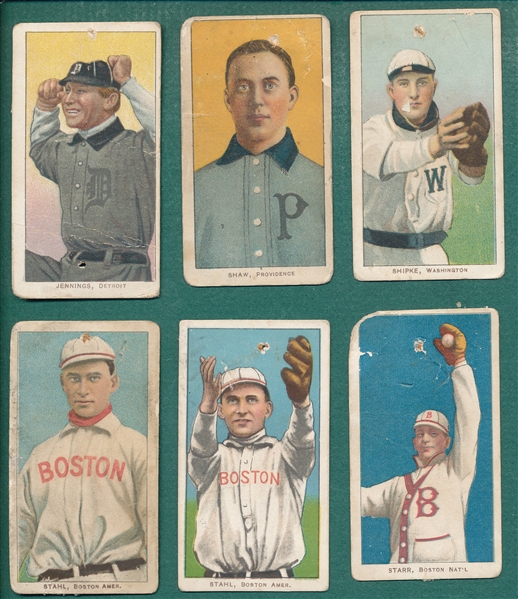 1909-1911 T206 Sweet Caporal Cigarettes, Lot of (6) W/ Jennings, Hand Up