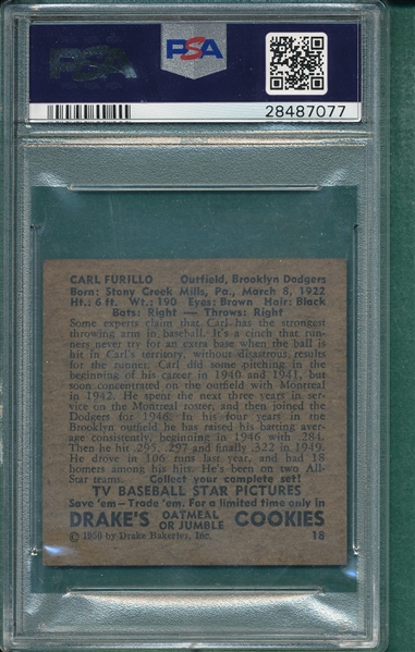 1950 Drakes #18 Carl Furillo PSA 5