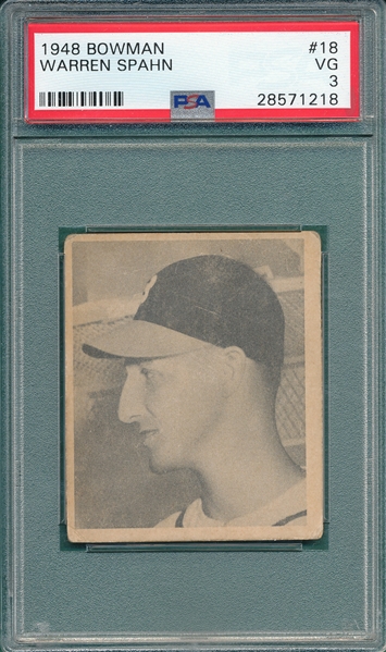 1948 Bowman #18 Warren Spahn PSA 3 *Rookie*