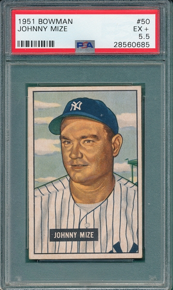 1951 Bowman #50 Johnny Mize PSA 5.5