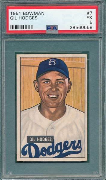 1951 Bowman #7 Gil Hodges PSA 5