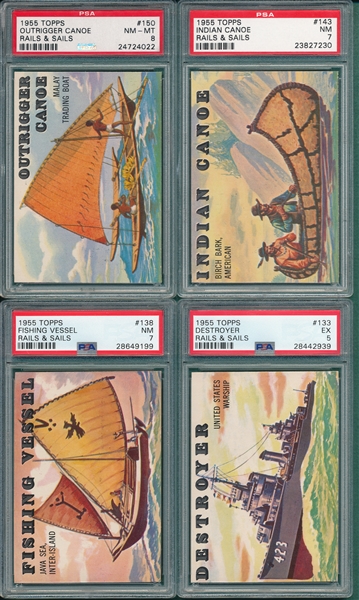 1955 Topps Rails & Sails Lot of (4) W#150 PSA 8