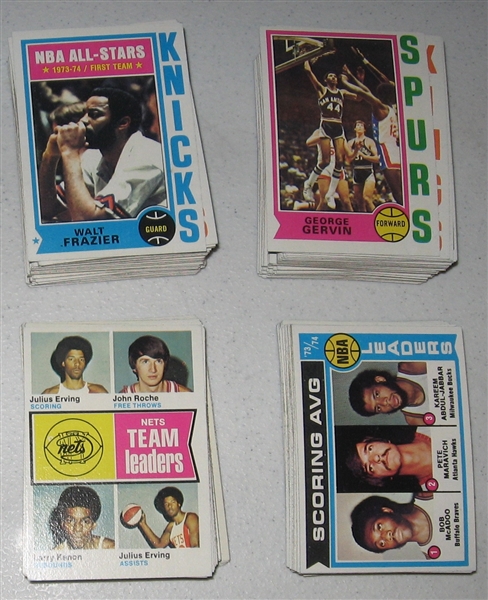 1974-75 Topps Basketball Lot of (203) W/ Abdul-Jabbar, Erving & West