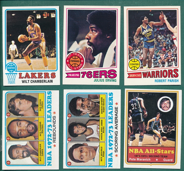 1971-78 Topps Basketball Lot of (101) W/ Parrish, Rookie, Erving & Chamberlin