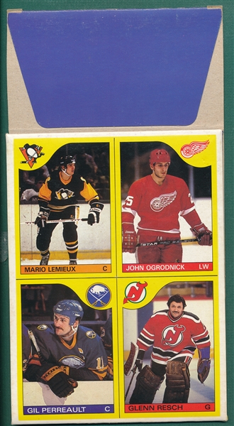 1986 O-Pee-Chee Hockey Empty Box W/ Lemieux, Rookie on Bottom