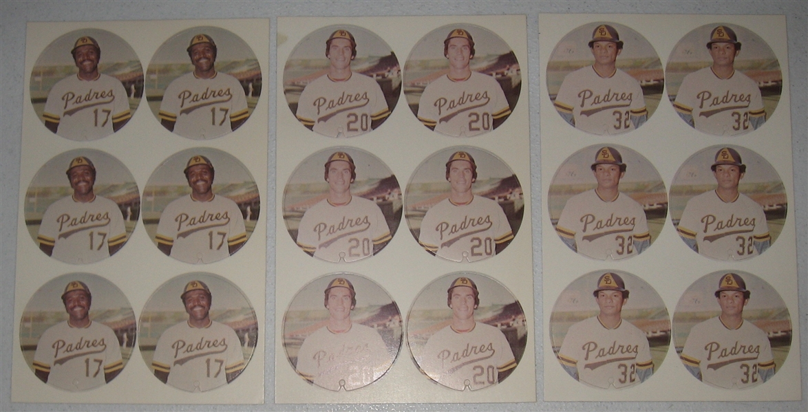 1974 McDonald's Padres Lot of (6) Unpunched Disc Sheets W/ McCovey