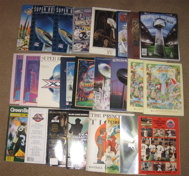 1924-2004 Lot of Sports Publications Lot of (25) W/ 1924 Princeton FB & Super Bowl Programs