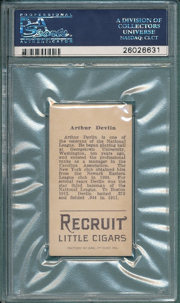 1912 T207 Devlin Recruit Little Cigars PSA 5