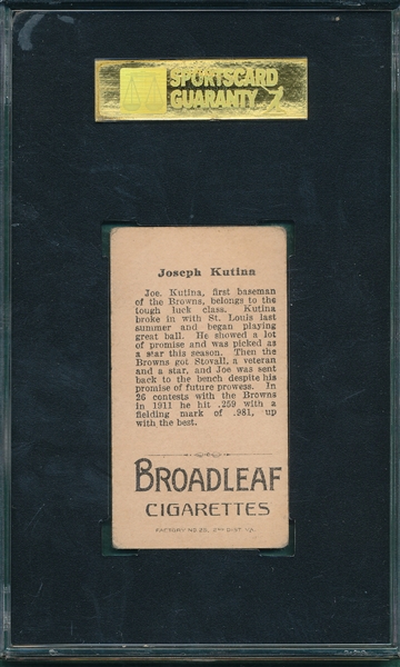 1912 T207 Kutina Broad Leaf Cigarettes SGC 50