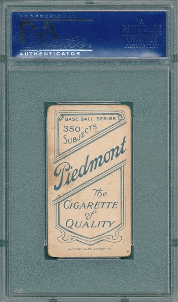1909-1911 T206 Waddell, Portrait, Piedmont Cigarettes PSA 3