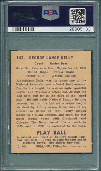 1940 Play Ball #142 Highpockets Kelly PSA 7