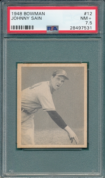 1948 Bowman #12 Johnny Sain PSA 7.5 
