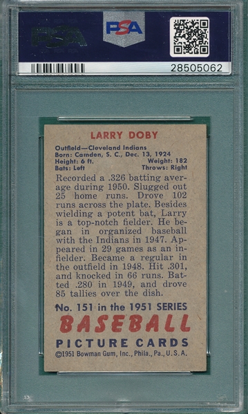1951 Bowman #151 Larry Doby PSA 7