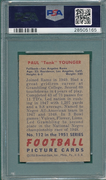 1951 Bowman FB #112 Tank Younger PSA 8