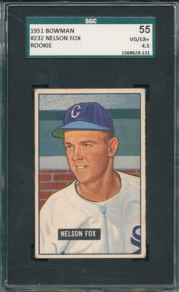 1951 Bowman #232 Nelson Fox SGC 55 *Rookie*