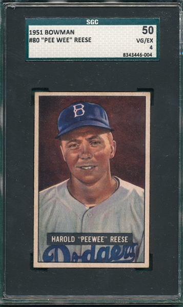 1951 Bowman #80 Pee Wee Reese SGC 50