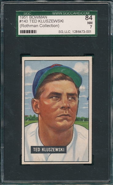 1951 Bowman #143 Ted Kluszewski SGC 84