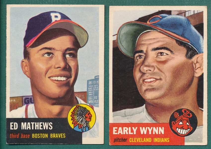 1953 Topps #37 Mathews & #61 Wynn, Lot of (2) 