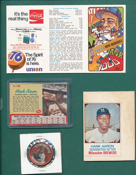 1962-75 Lot of (5) Hank Aaron Items