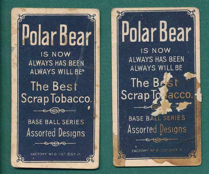1909-1911 T206 Willis, Throwing & Bat, Lot of (2) Polar Bear
