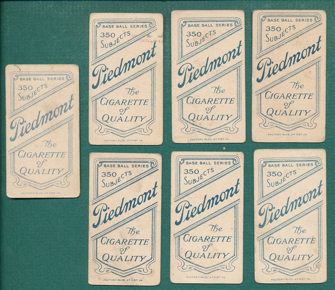 1909-1911 T206 Lot of (7) Piedmont Cigarettes W/ Charles