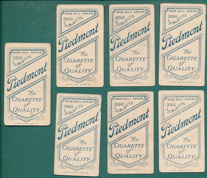 1909-1911 T206 Lot of (7) Piedmont Cigarettes W/ Dineen