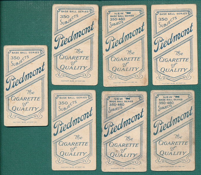 1909-1911 T206 Lot of (7) Piedmont Cigarettes W/ Marshall