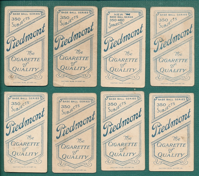 1909-1911 T206 Lot of (8) Piedmont Cigarettes W/ Raymond