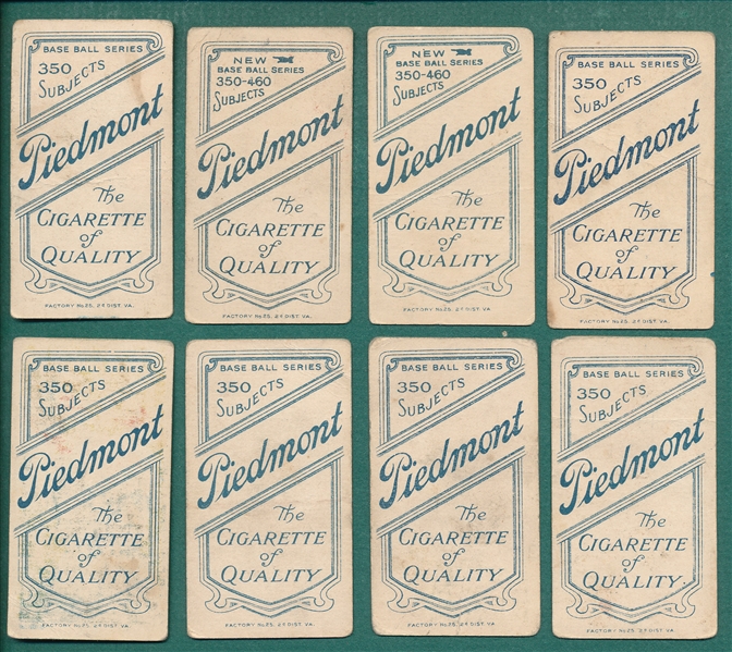 1909-1911 T206 Lot of (8) Piedmont Cigarettes W/ Stephens