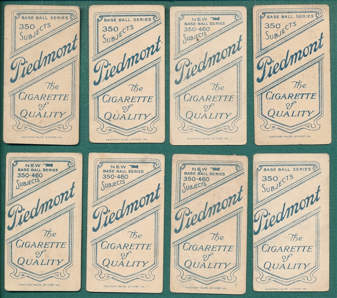 1909-1911 T206 Lot of (8) Piedmont Cigarettes W/ Lord