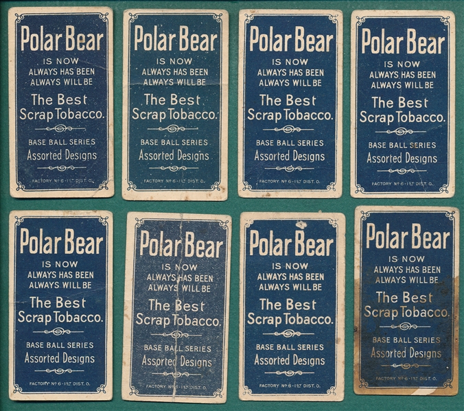1909-1911 T206 Lot of (8) Polar Bear W/ Pfeffer