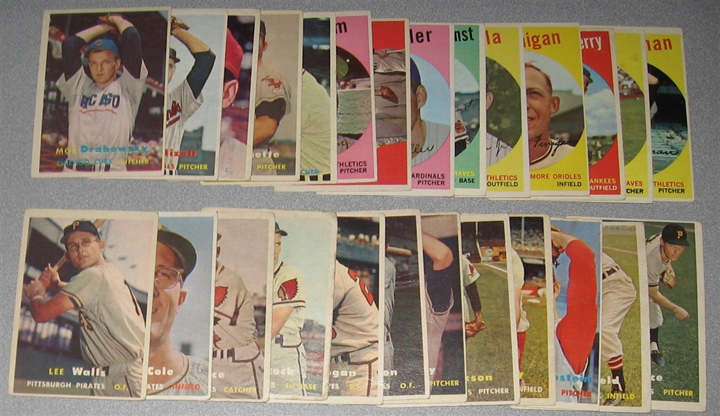 1957-59 Topps Lot of (30) W/ 57 Yanks Team & 59 Drysdale