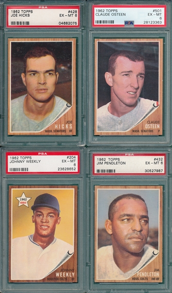 1962 Topps Lot of (8) PSA 6 W/ #204 Weekly 