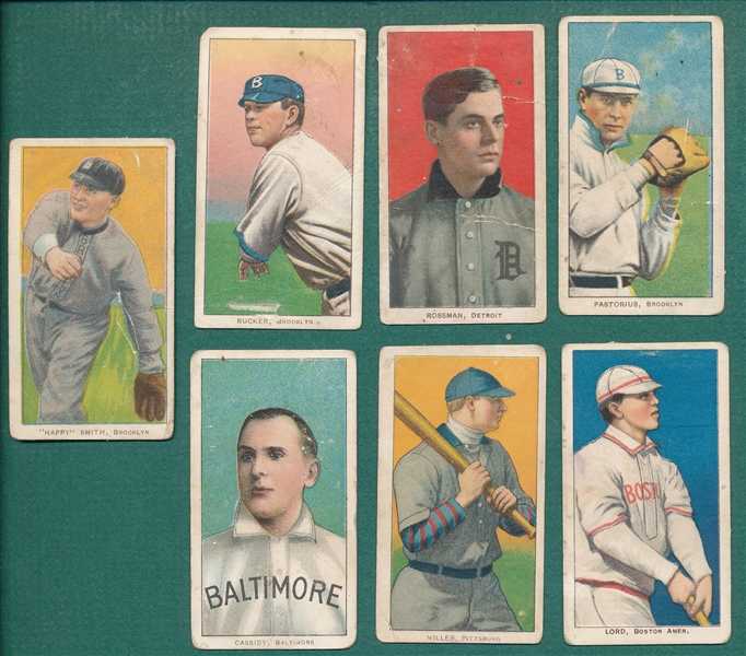 1909-1911 T206 Sweet Caporal Cigarettes Factory 30, Lot of (7) W/ Rucker