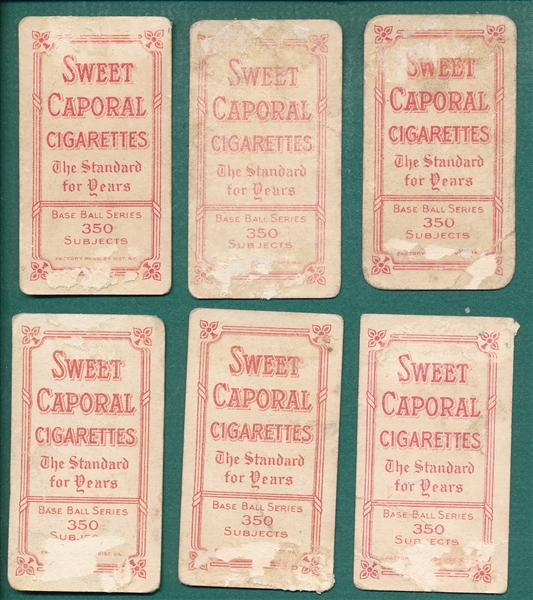 1909-1911 T206 Sweet Caporal Cigarettes, Lot of (6) W/ Magee