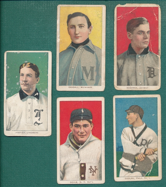 1909-1911 T206 Lot of (5) W/ Hooker, Southern Leaguer