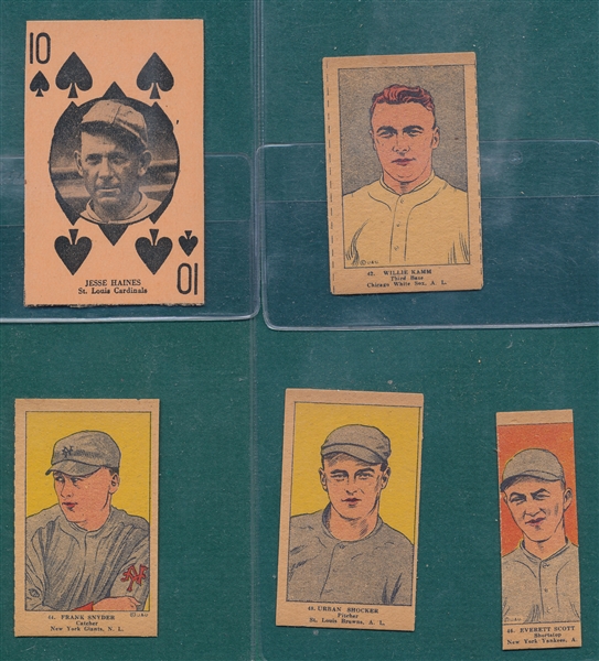 1923-27 Strip Card Lot of (5) W/ Shocker & Haines