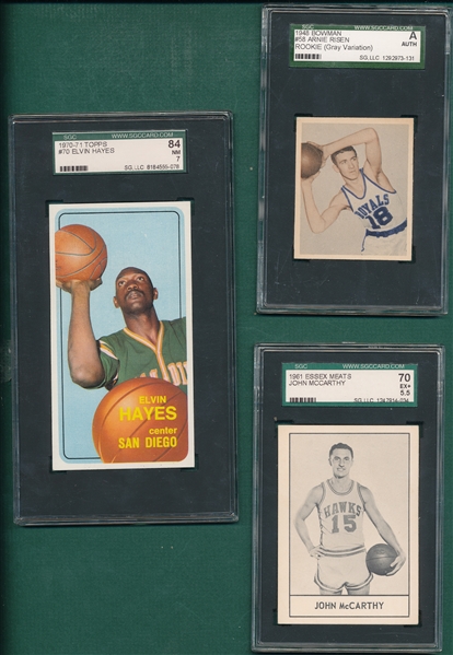 1948-85 Lot of (4) Basketball W/ '70 #70 Elvin Hayes SGC 84