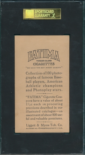 1914 T222 Art Fletcher Fatima Cigarettes SGC 40
