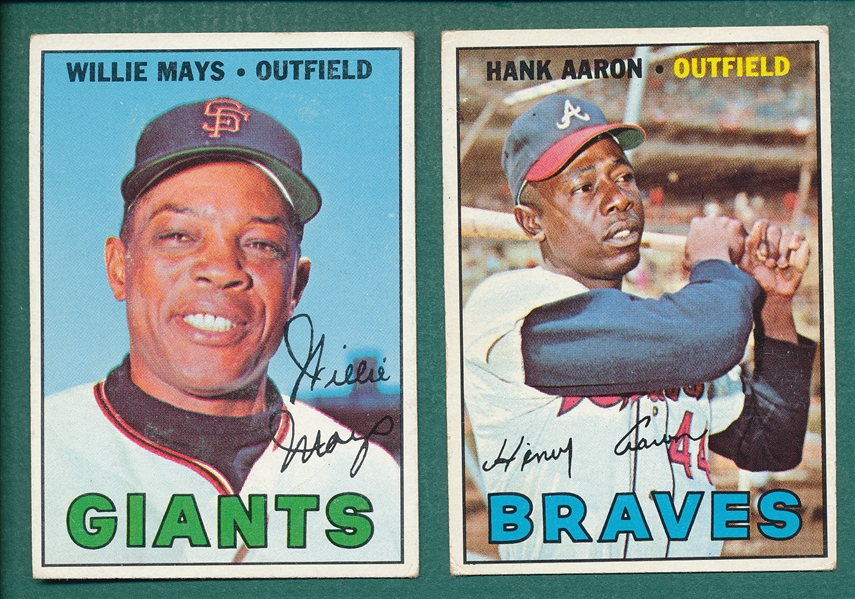 1967 Topps #200 Mays & #250 Aaron, Lot of (2)